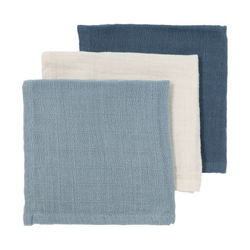 Monddoekjes Meyco Pre-Washed Natural/Jeans Blue/Indigo 3-pack
