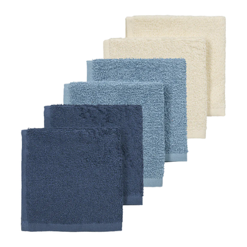 Monddoekjes Meyco Badstof Natural/JeansBlue/Indigo 6-pck