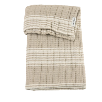 Deken Ledikant Meyco Jacquard Hydrofiel Stripe Sand