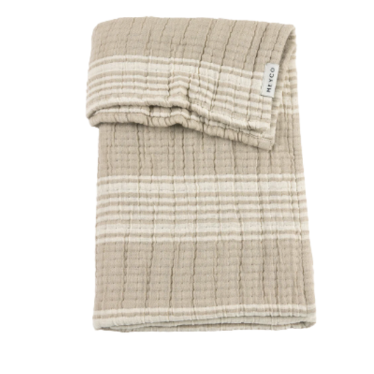 Deken Ledikant Meyco Jacquard Hydrofiel Stripe Sand