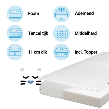 Matras Ledikant + Topper ZZZOO 60x120 Airgosafe Panter