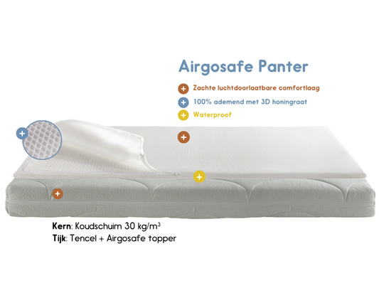 Matras Peuterbed + Topper ZZZOO 70x140 Airgosafe Panter