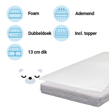 Matras Kleuterbed + Topper ZZZOO 80x160 Airgosafe Beer