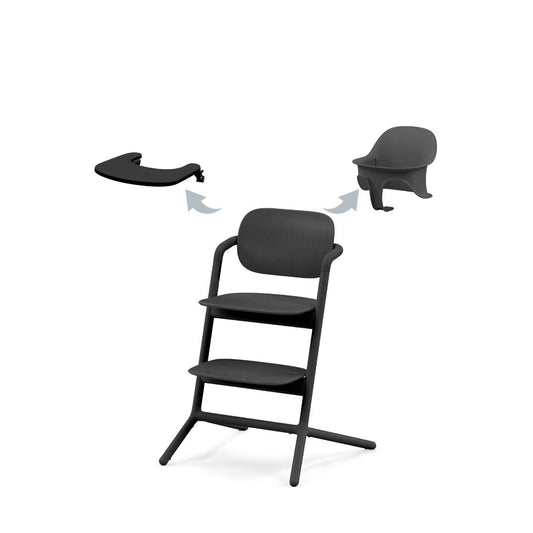 Kinderstoel Cybex Lemo 3-in-1 Stunning Black/Black met Babyset & Eetblad