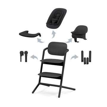 Kinderstoel Cybex Lemo 4-in-1 Stunning Black/Black met Newbornset + Babyset + Eetblad & Accessoires