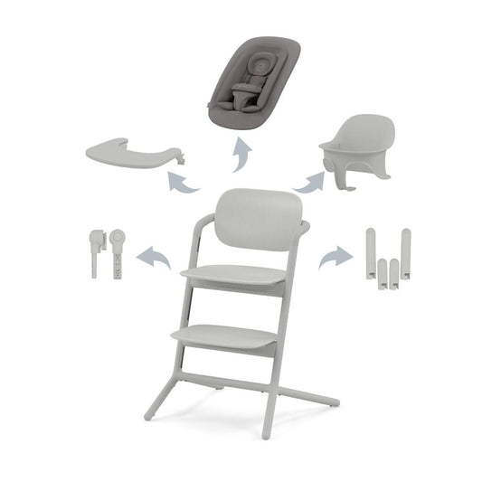 Kinderstoel Cybex Lemo 4-in-1 Suede Grey/Mid Grey met Newbornset + Babyset + Eetblad & Accessoires