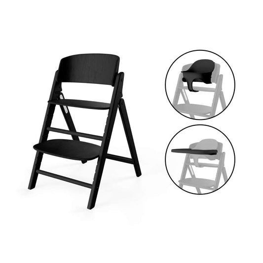 Kinderstoel Cybex CLICK & FOLD 3-in-1 Stunning Black/Black met Babyset & Eetblad