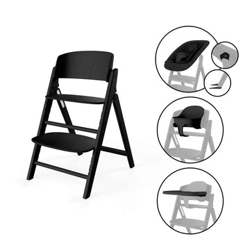 Kinderstoel Cybex CLICK & FOLD 4-in-1 Stunning Black/Black met Newbornset, Babyset & Eetblad