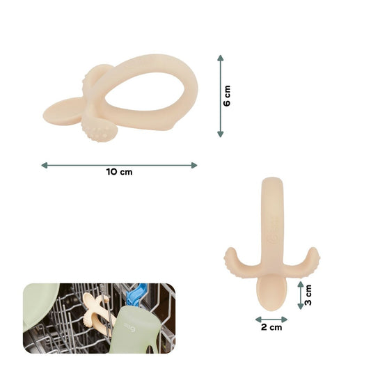 Siliconen 2-in-1 bijtring/lepel Babymoov Beige
