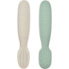 Oefenlepels Béaba Siliconen Sage Green/Velvet Grey 2st