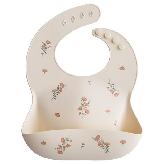 Slabber Mushie Siliconen Pink Flowers