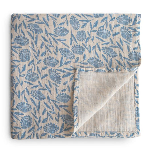 Swaddle Mushie Blue Flowers