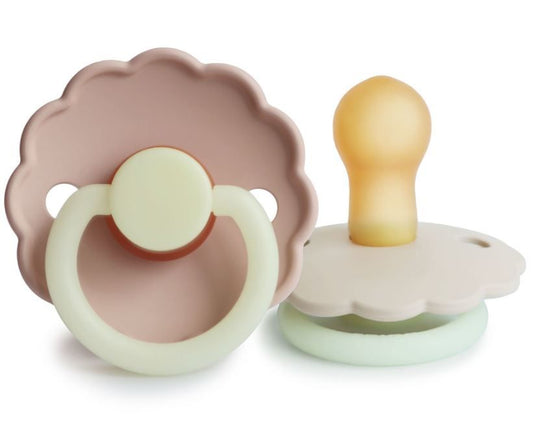 Fopspeen Frigg Daisy GLOW Night 0-6mnd Cream/Blush 2st.