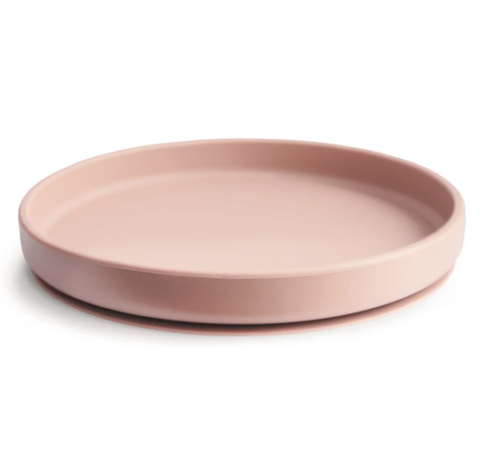 Bord Mushie Rond Silicone met Zuignap Blush