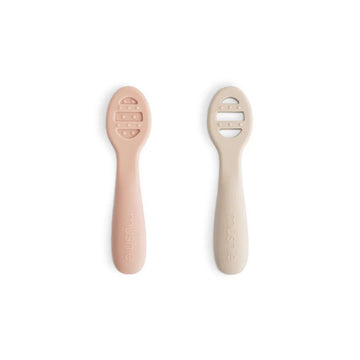 Lepels Mushie Eerste Voeding Siliconen Blush/Shifting Sand 2st
