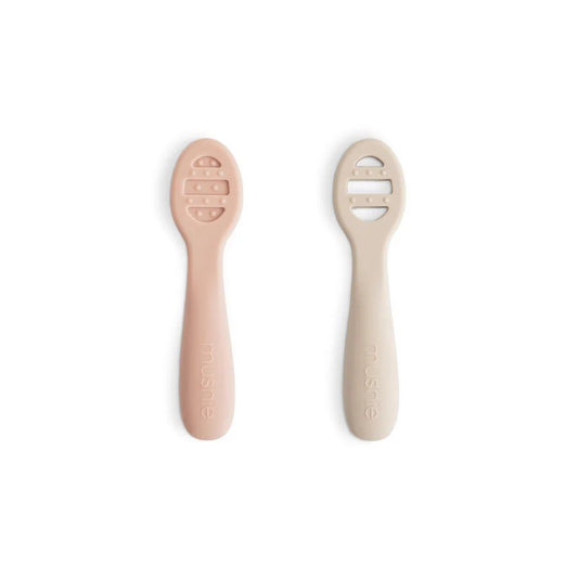 Lepels Mushie Eerste Voeding Siliconen Blush/Shifting Sand 2st