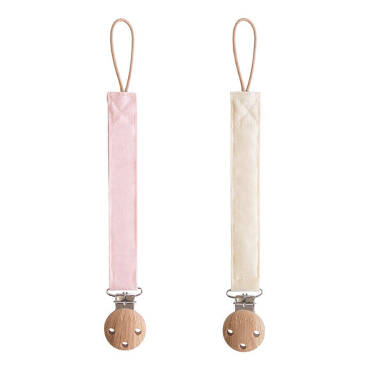 Speenketting Mushie Linnen Blush/Cream