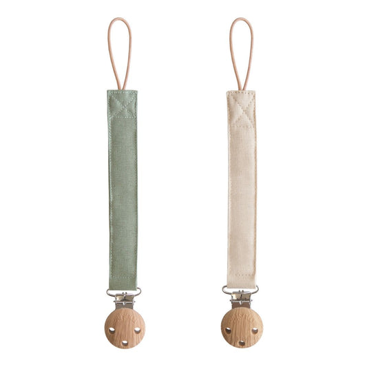 Speenketting Mushie Linnen Olive/Sand