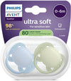 Fopspeen Phillips Avent Ultra Soft Lichtblauw/Groen +0mnd