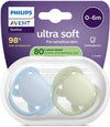 Fopspeen Phillips Avent Ultra Soft Lichtblauw/Groen +0mnd