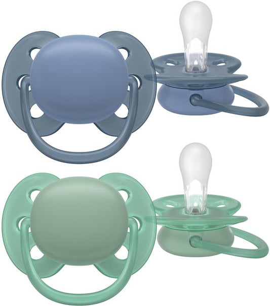 Fopspeen Phillips Avent Ultra Soft Blauw/Groen +6mnd
