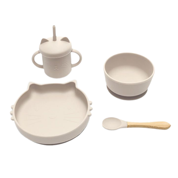 Eetset Lorelli Siliconen 4-delig Beige