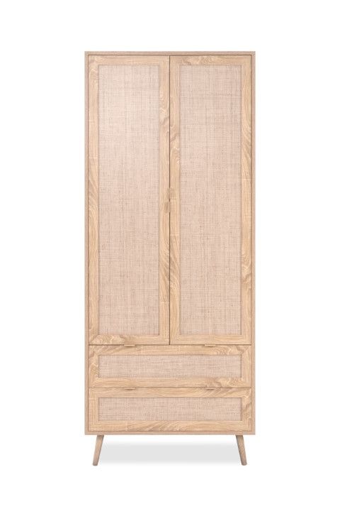 Kast Finori Bali Eiken/Riet Decor 2-deurs