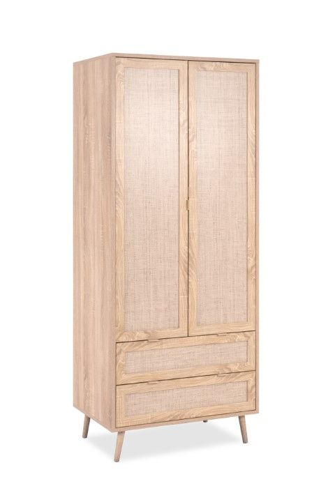 Kast Finori Bali Eiken/Riet Decor 2-deurs