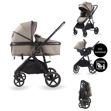 Kinderwagen Novi Jaxx V2 3-in-1 Hazel Melange met Autostoel & Adapterset