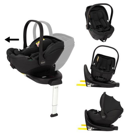 Autostoel Novi Joy Pro Glide 360° I-Size All Black & Base