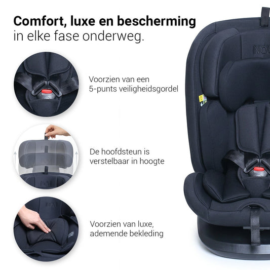 Autostoel Novi Goliath Premium I-Size Rotation All Black