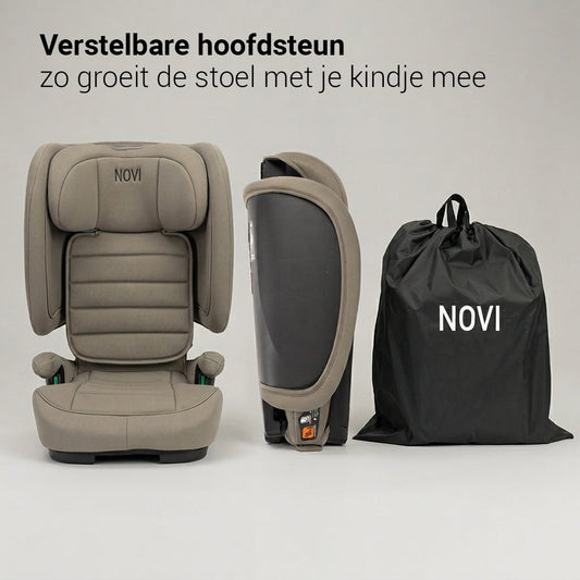 Autostoel Novi Max I-Size Dark Taupe Incl. Draagtas
