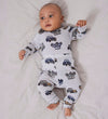 Name It Romper l/s - Wol - Noos - NbmWang - Grey Dawn m. Auto's - Name It - 50 - Rompers Lange Mouw