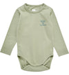 Hummel Romper l/s - hmlMino - Abbey Stone - Hummel - 1 jaar (80) - Rompers Lange Mouw