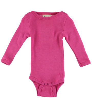 Engel Romper l/s - Wol/Zijde - Raspberry - Engel - 50/56 - Rompers Lange Mouw