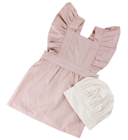 Sebra Schort m. Koksmuts - Dusty Pink/Wit - Sebra - OneSize - Schorten