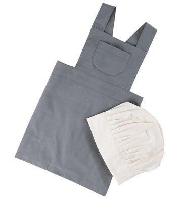 Sebra Schort m. Koksmuts - Elephant Grey/Classic+ White - Sebra - OneSize - Schorten