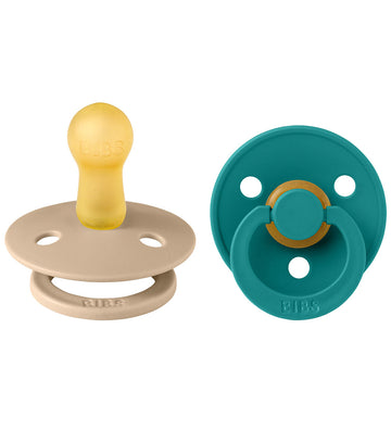 BIBS Colour Fopspenen - 2-pack - Maat 2 - Rond - Taupe/Duiken - BIBS - 6-18 mnd - Fopspenen