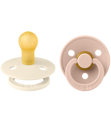 BIBS Colour Fopspenen - Maat 1 - 2-pack - Rond - Ivory/Blush - BIBS - OneSize - Fopspenen