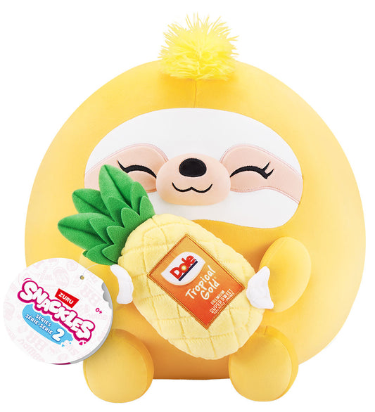 Snackles Knuffel - 25 cm - De luiaard Sandy m. Tropical Gold - SNACKLES - OneSize - Knuffels