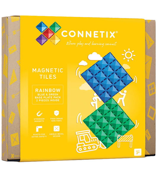 Connetix Magnetische platen - 2 Onderdelen - Blauw en Groen - Connetix - OneSize - Magnetisch speelgoed