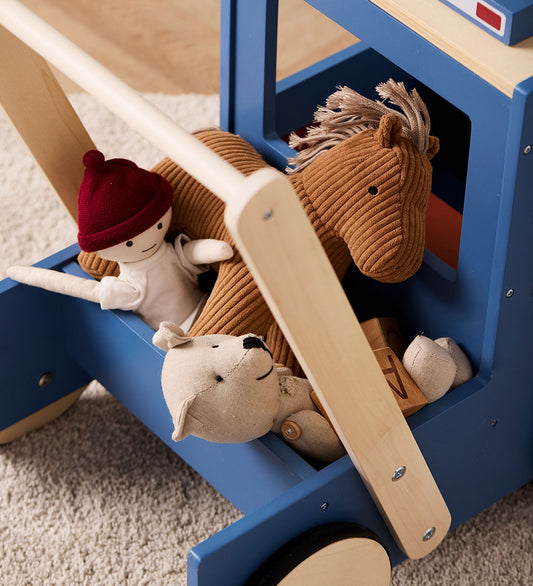 Kids Concept Loopwagen - Hout - Vrachtwagen - Aiden - Blauw - Kids Concept - OneSize - Loopwagens
