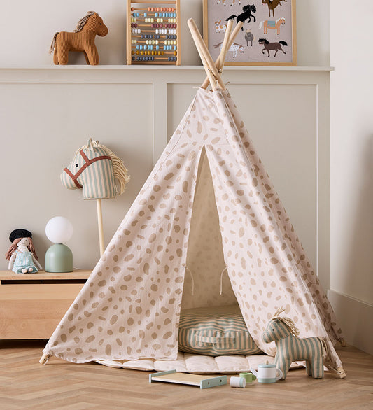 Kids Concept Speeltent - Tipi Dot - Wit/Beige - Kids Concept - OneSize - Speeltenten
