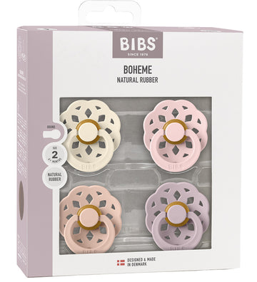 BIBS Bohemen Fopspenen - Maat 1 - 4-pack - Rond - Ivory/Blush/Bl - BIBS - 0-6 mnd - Fopspenen