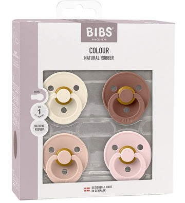 BIBS Colour Fopspenen - Maat 1 - 4-pack - Rond - Blush Mix - BIBS - 0-6 mnd - Fopspenen