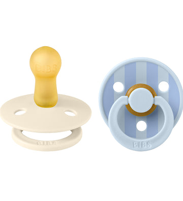 BIBS Colour Fopspenen - Maat 2 - 2-pack - Rond - Ivory/Baby Blue - BIBS - 6-18 mnd - Fopspenen