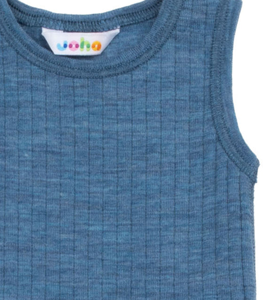 Joha Romper mouwloos - Wol - Denim Blauw - Joha - 50 - Rompers Mouwloos