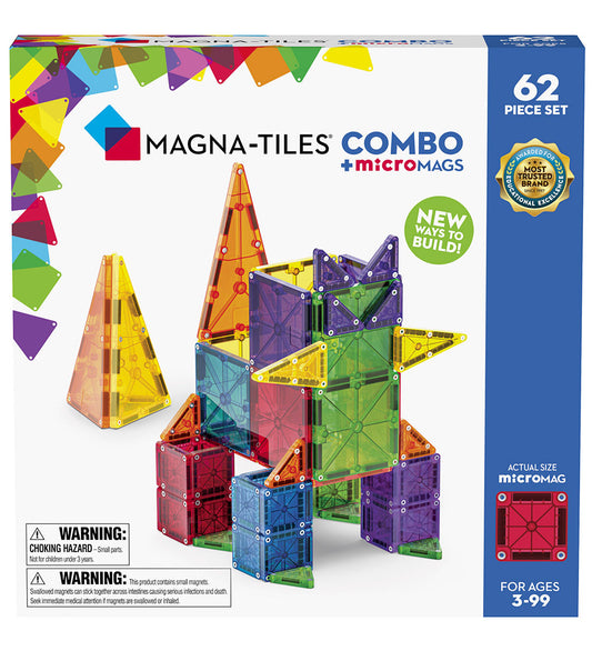 Magna-Tiles Magneetset - 62 Onderdelen - MicroMAGS & Combo - Magna-Tiles - OneSize - Magnetisch speelgoed