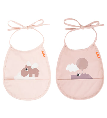 Done by deer Slabbetjes - PU - 2-pack - Happy Clouds Powder - Done by Deer - OneSize - Slabbetjes