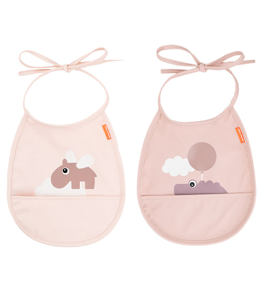 Done by deer Slabbetjes - PU - 2-pack - Happy Clouds Powder - Done by Deer - OneSize - Slabbetjes
